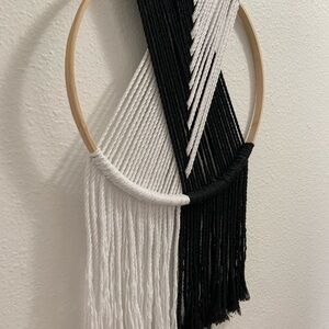 Black and white woven macrame wall hanging!
